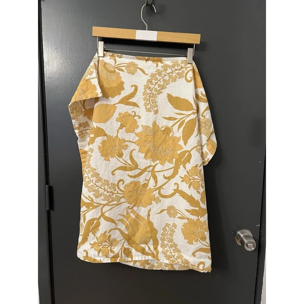 POTTERY BARN Leigh Palampore Euro Shams Cotton Linen Blend Yellow